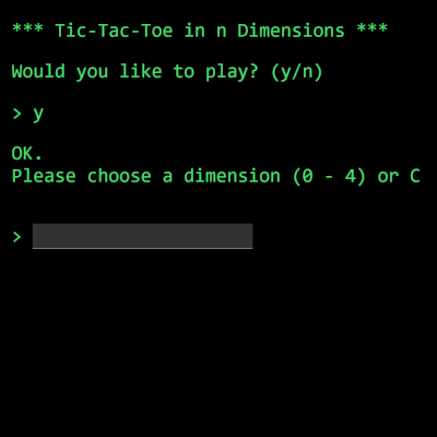 Tic Tac Toe in n Dimensions